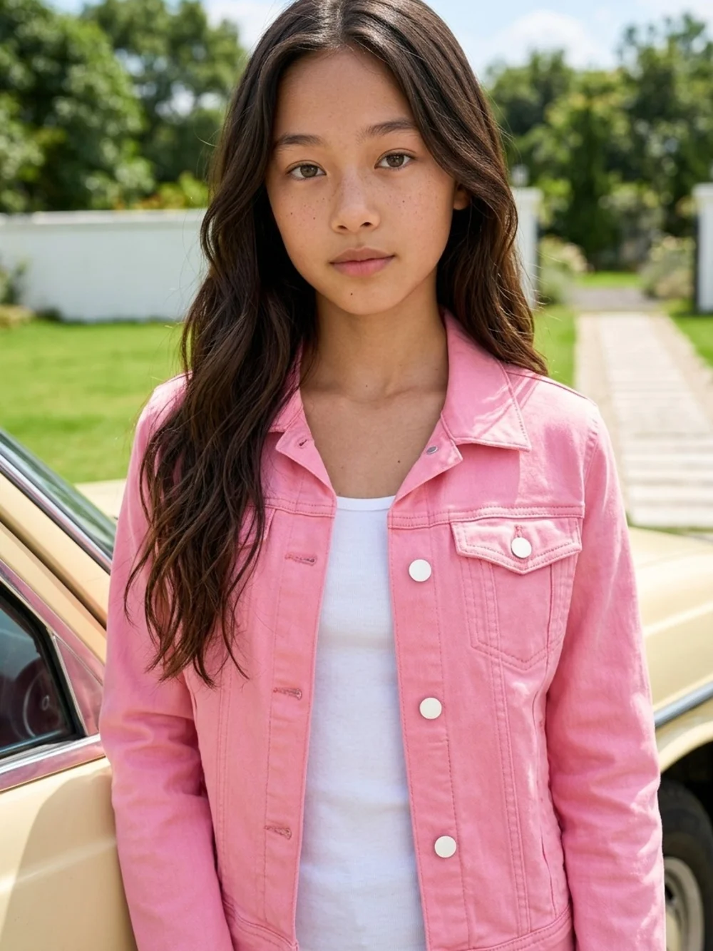 Girls'  Gap Pink Denim Jacket - Classic Button-Front Style Sz Xxl
